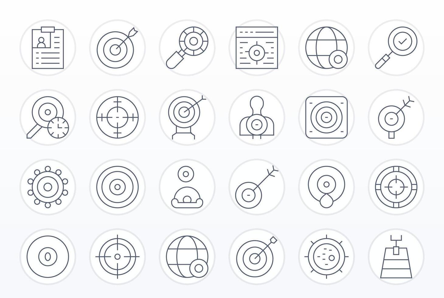 24 Thin Line Display Perfect Icons for Objective Graphics vector