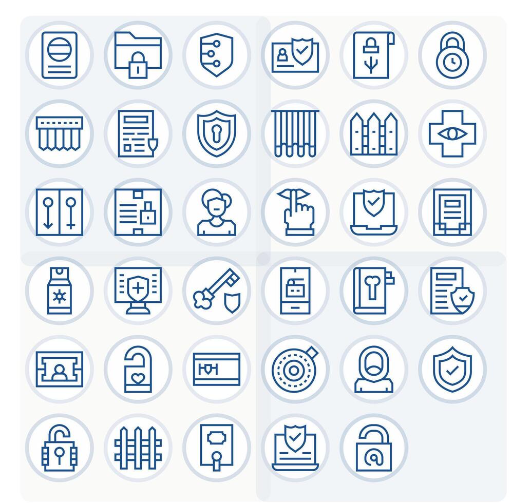 Privacy Visual Pack containing 35 Regular Line Editable Icons vector