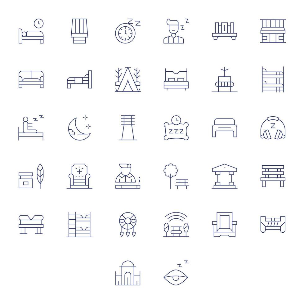 Rest Comprehensive Bundle with 32 Editable Thin Line High Resolution Icons vector