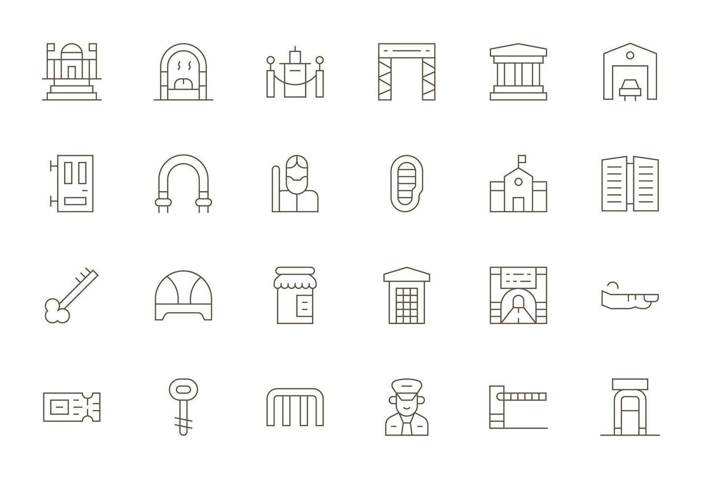 24 Icons for Entrance optimized in Editable High Resolution Thin Line resolution vector