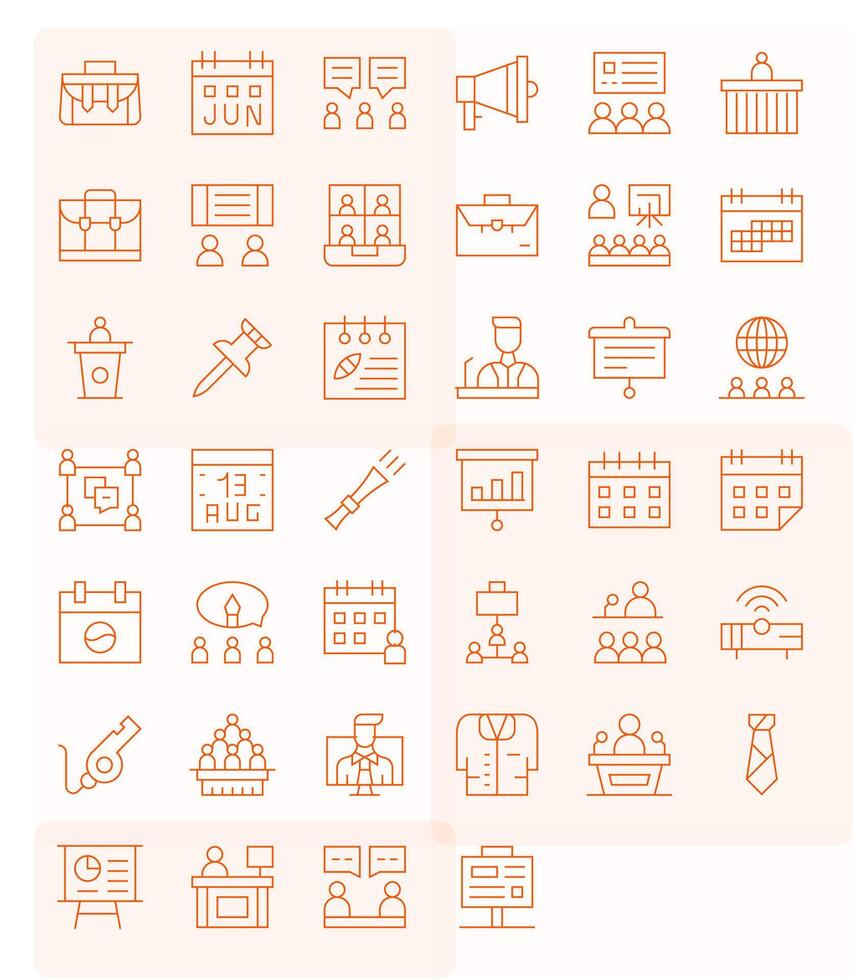 Meeting Icon Toolkit featuring 40 Pixel Optimized 128x128 Thin Line elements vector
