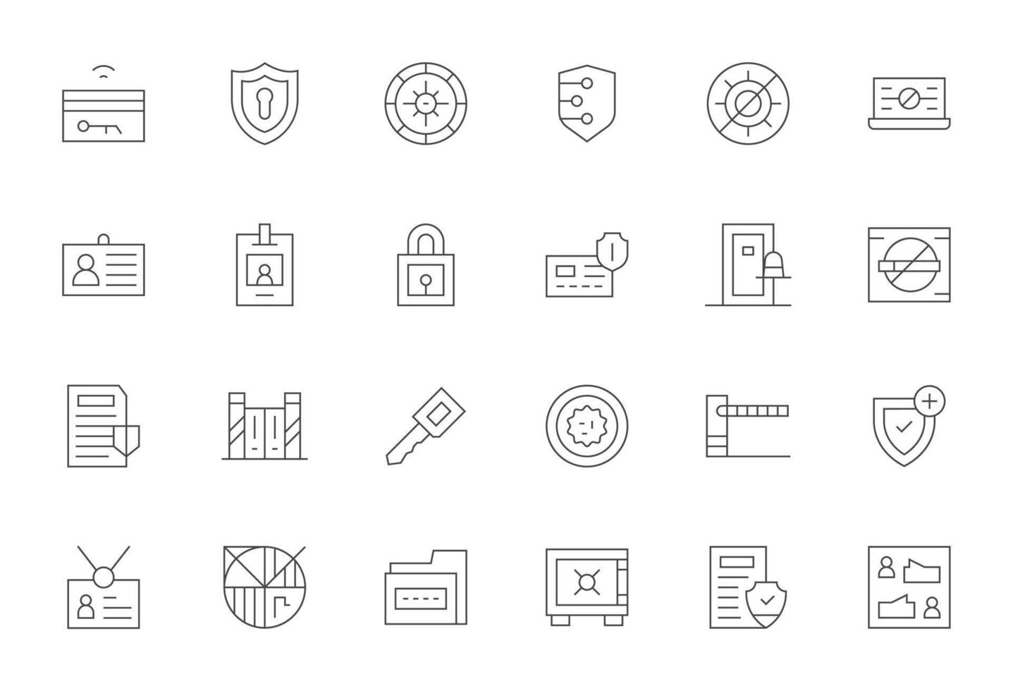 24 Icons inspired by Access Control in Pixel Optimized 128x128 Thin Line quality vector
