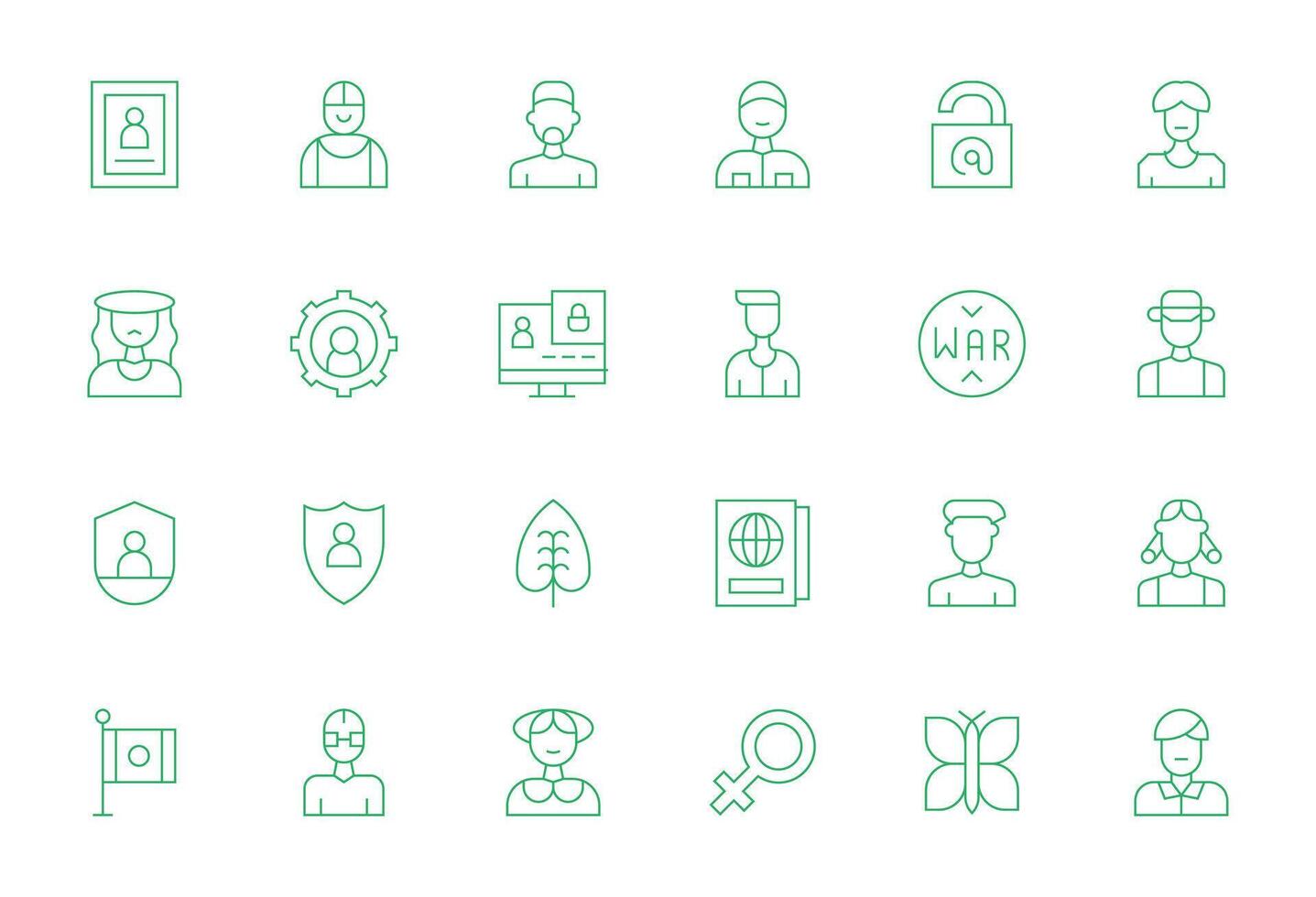 Identity Icon Repository containing 24 Thin Line 256x256 Editable graphics vector