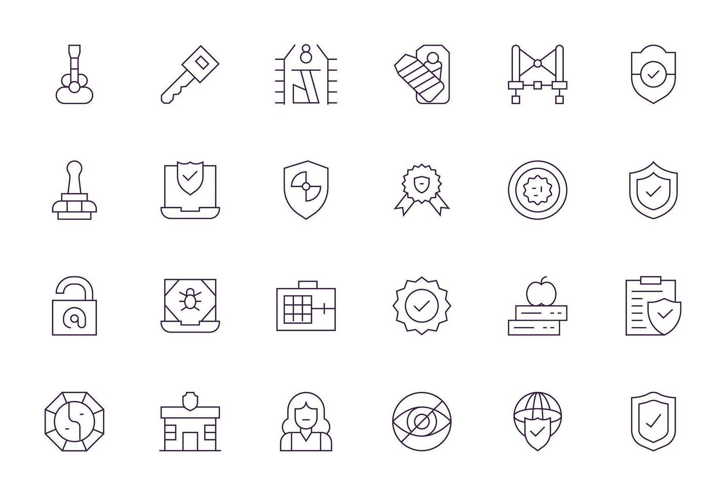 Secure Ultimate Package with 24 256x256 Thin Line Grid Fitted Icons vector