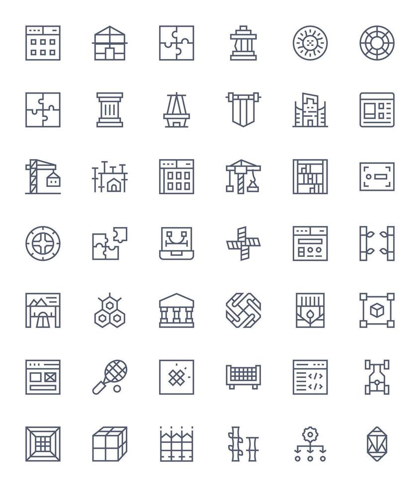 Framework Graphics Pack including 42 Regular Line 128x128 Display Perfect Icons vector