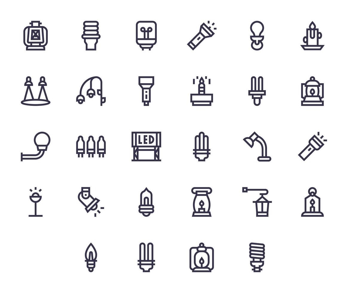 Light Source Icon Repository containing 28 Bold Line Retina Ready Grid Fitted graphics vector