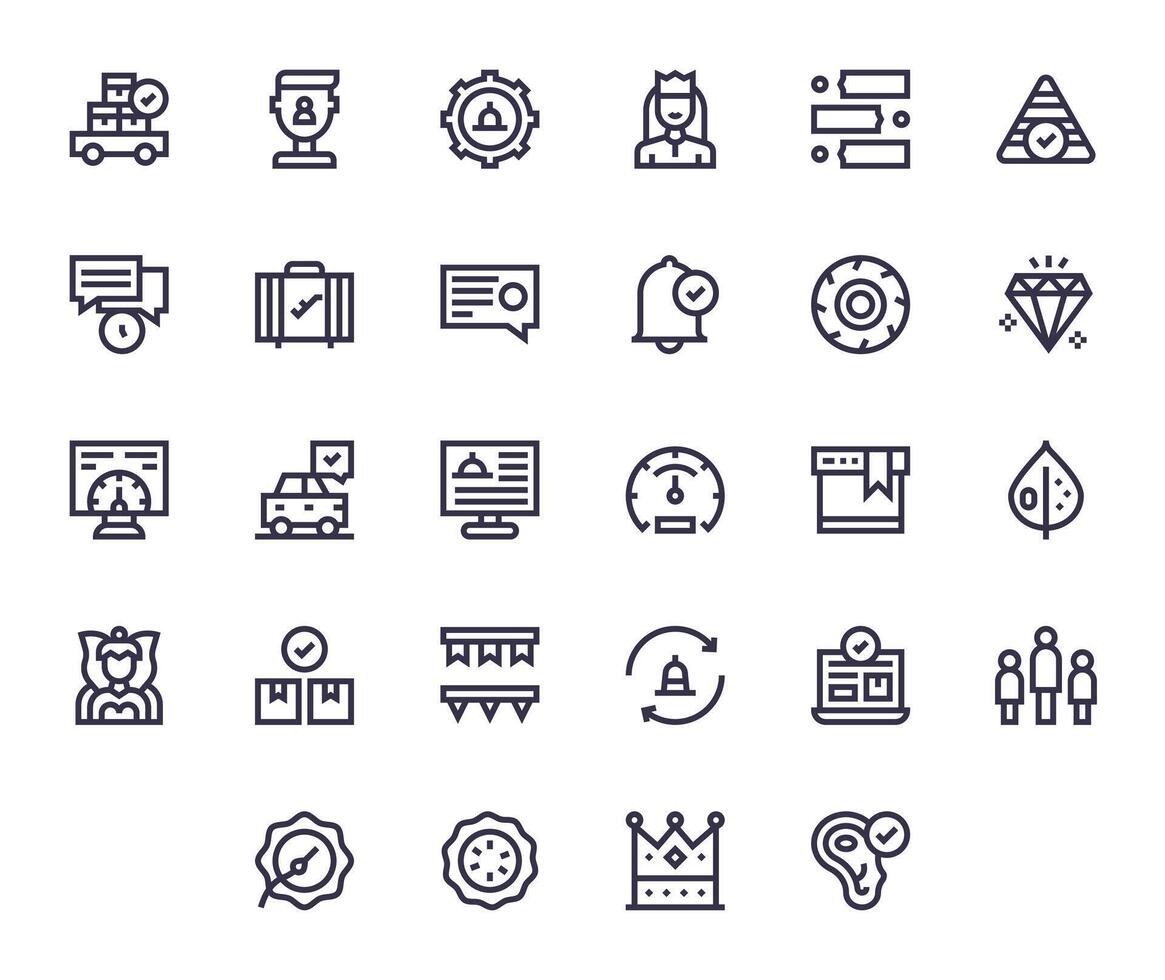Status Icon Toolkit featuring 28 Pixel Optimized 256x256 Bold Line elements vector