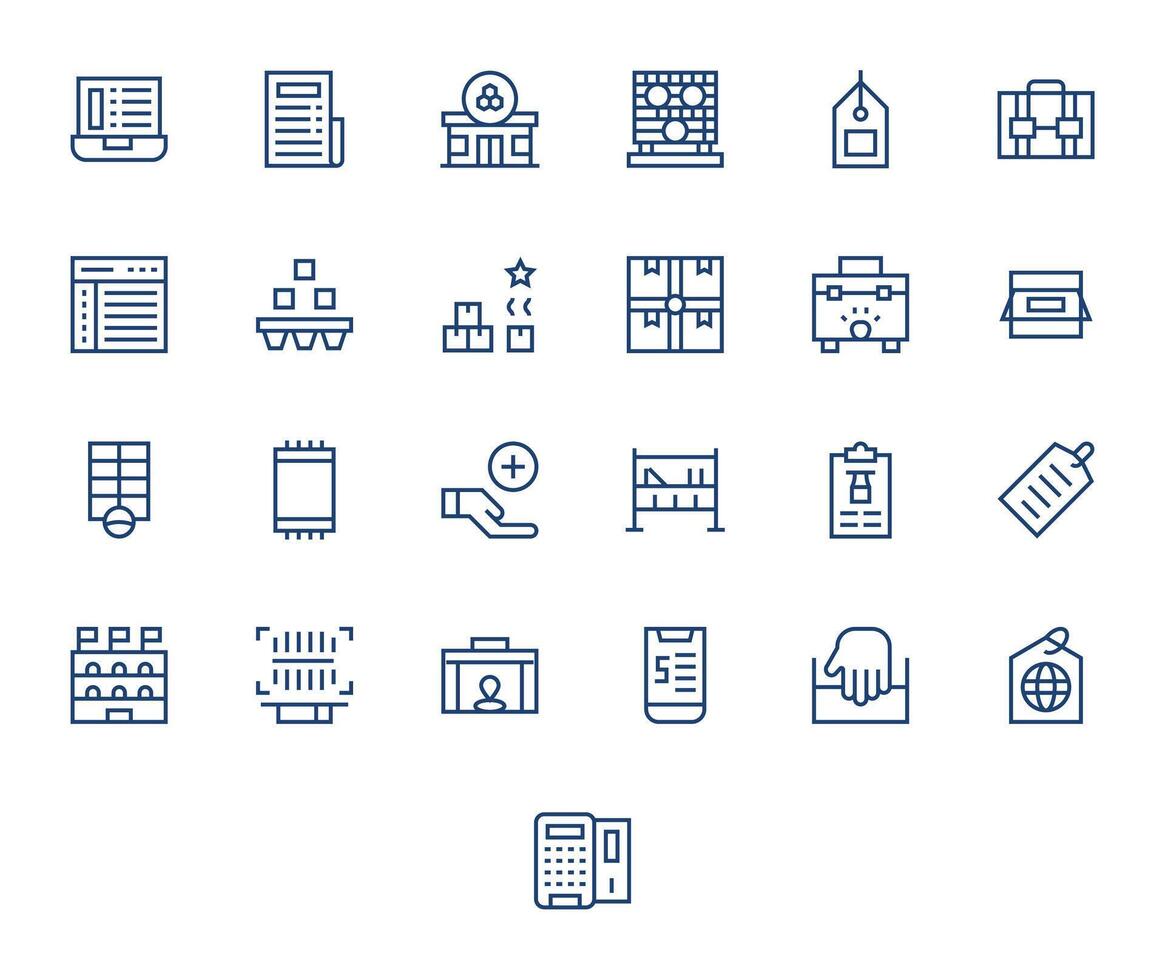 Inventory Professional Set with 25 Regular Line Display Perfect 256x256 Icons vector