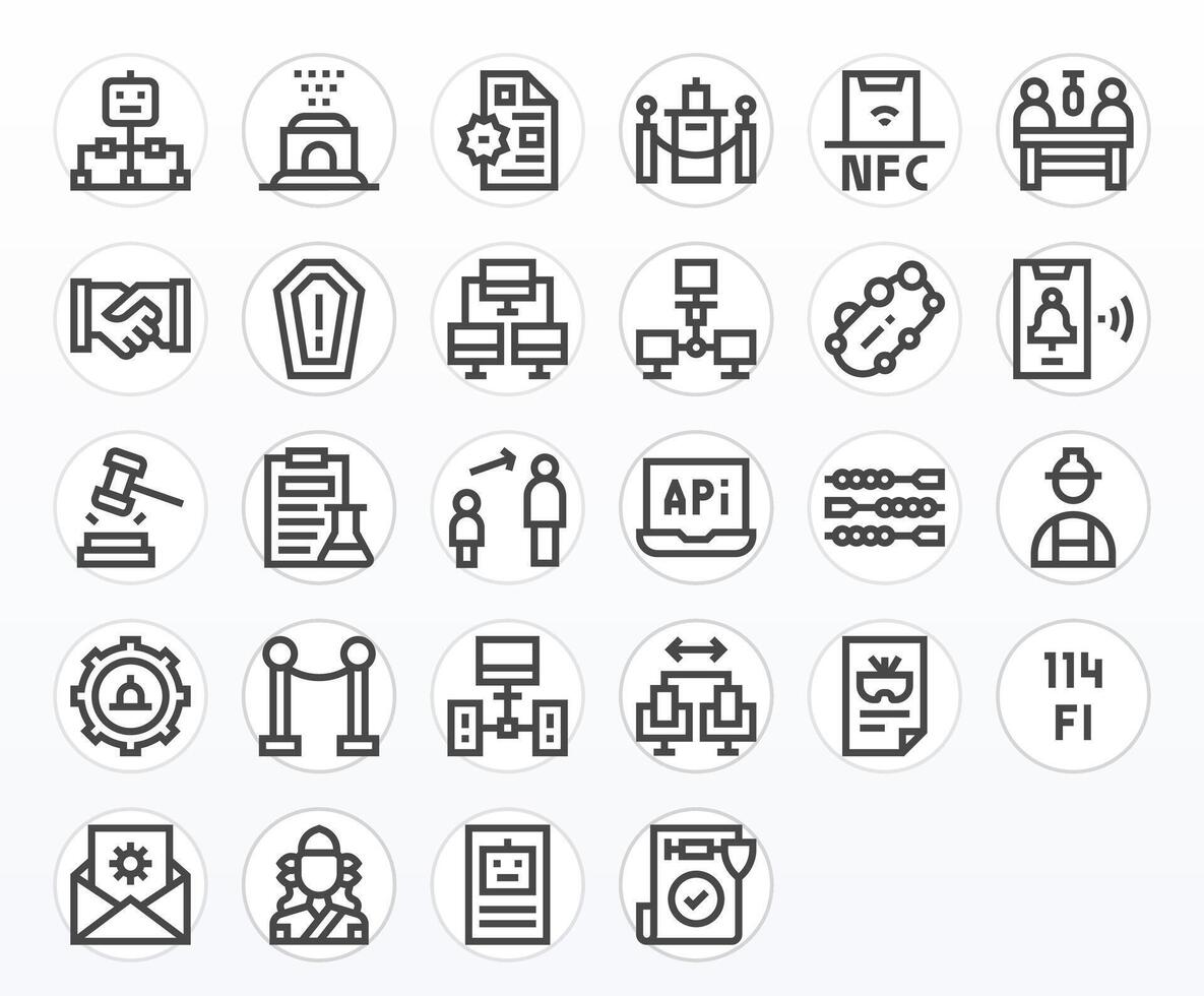 Protocol Premium Bundle with 28 128x128 Pixel Aligned Bold Line Icons vector