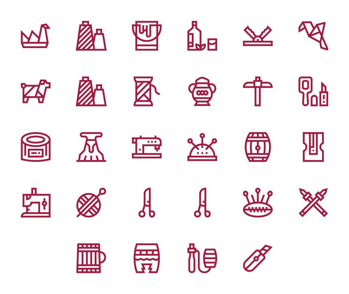 Craft Ultimate Package with 28 256x256 Bold Line Pixel Optimized Icons vector