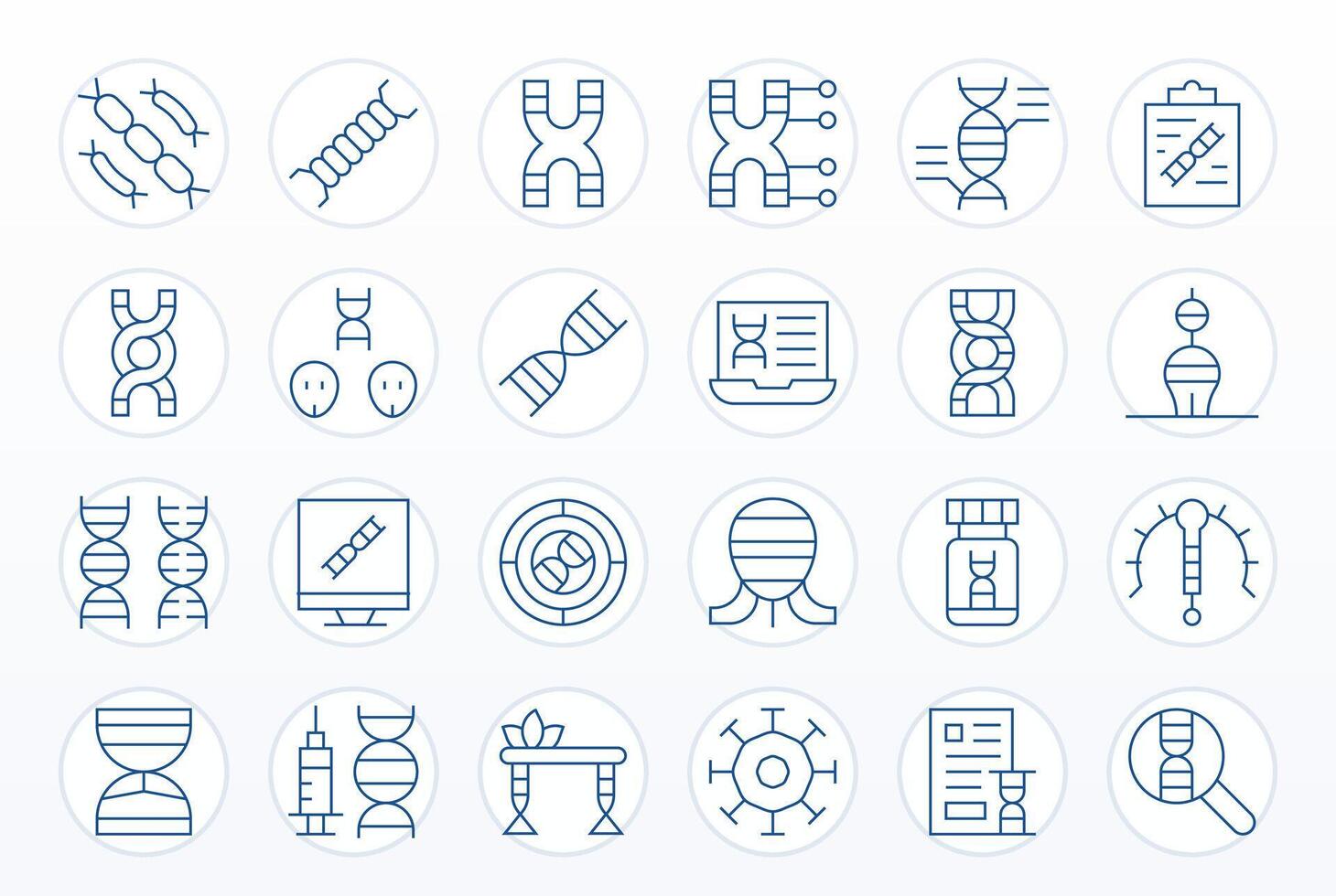 Dna Comprehensive Bundle with 24 Display Perfect Thin Line 256x256 Icons vector