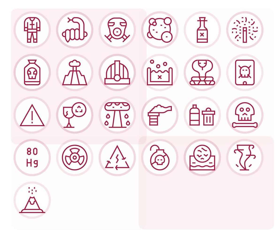 25 Pixel Aligned Regular Line Icons designed for Hazardous Interface vector