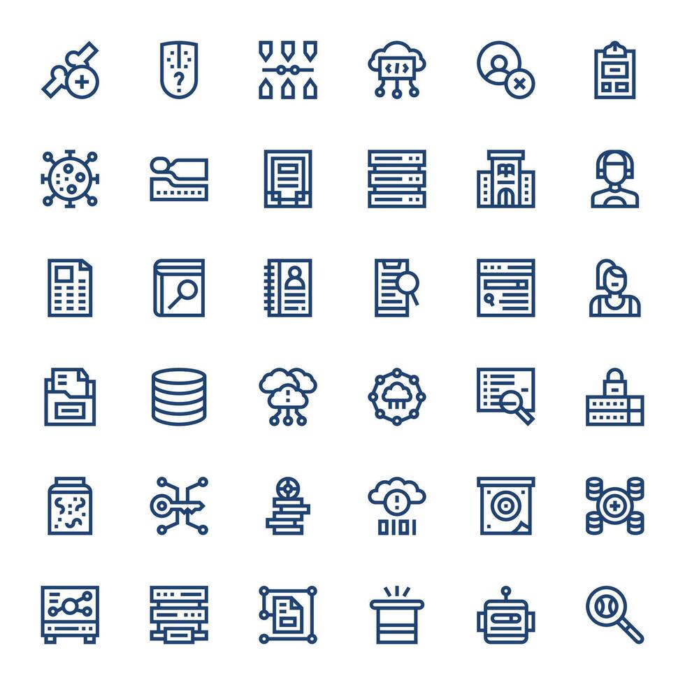 36 Bold Line Grid Fitted High Resolution Icons from Database Suite vector