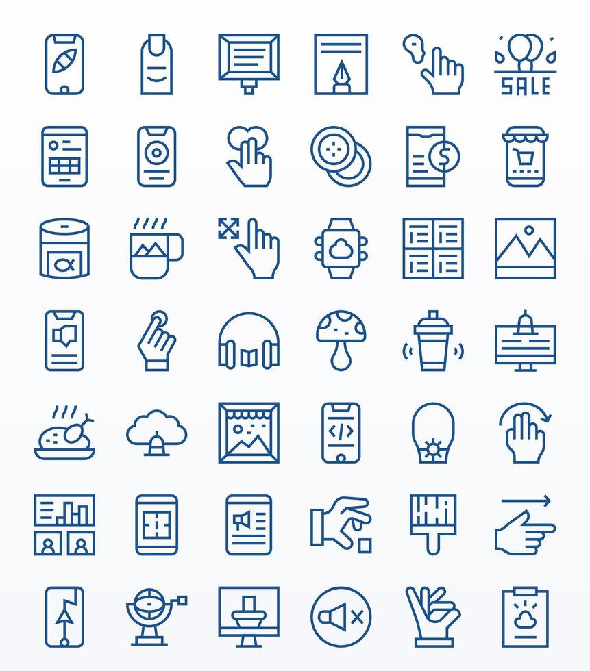 42 Regular Line Pixel Optimized 256x256 Icons from App Suite vector