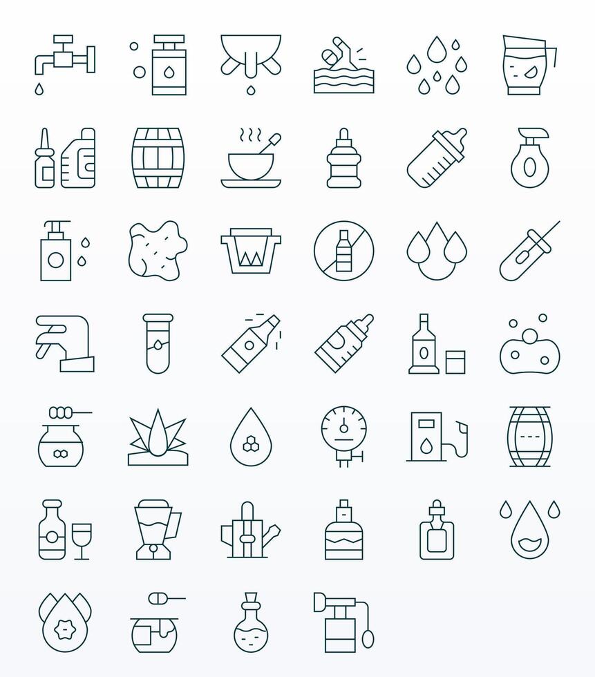 Liquid Design Icons featuring 40 Pixel Aligned Thin Line Style vector