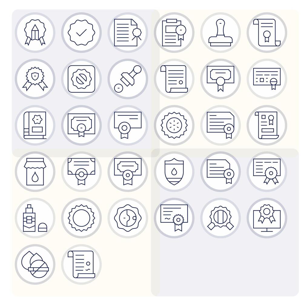 Seal Design Icons featuring 32 Pixel Optimized Thin Line Style vector