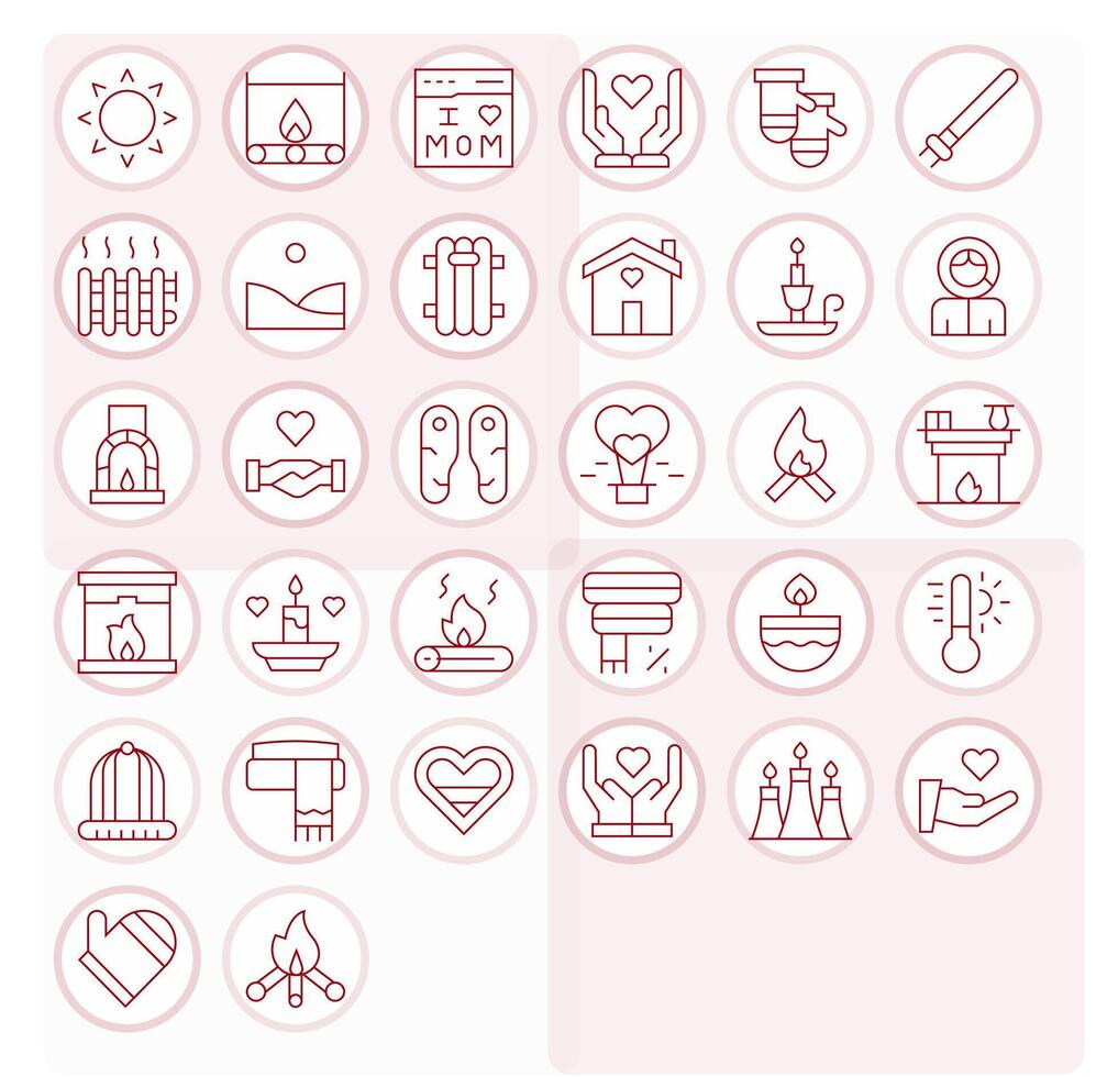 Warmth Editable Set with 32 High Resolution Thin Line Icons vector