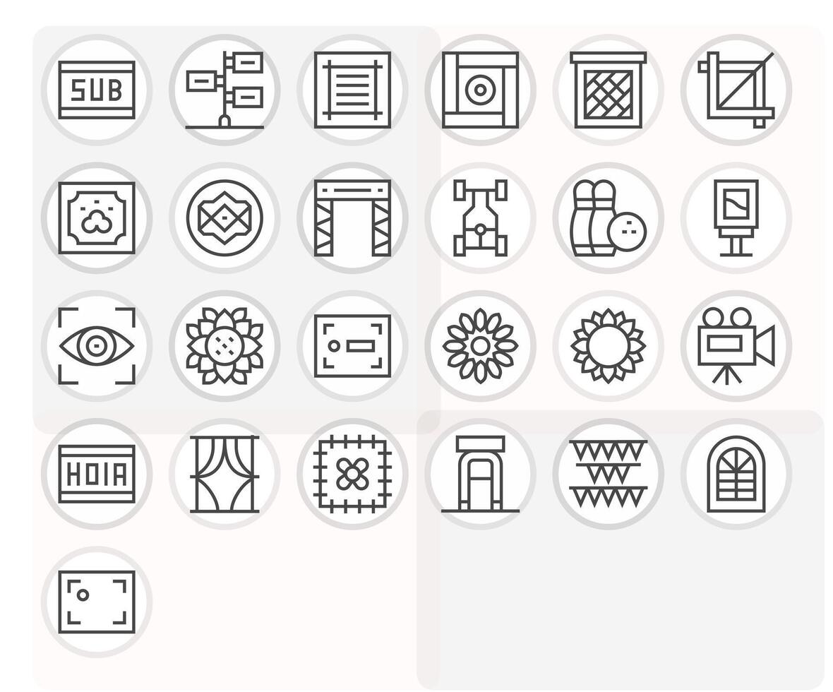 Frame Icon Library with 25 Regular Line 128x128 Grid Fitted Designs vector