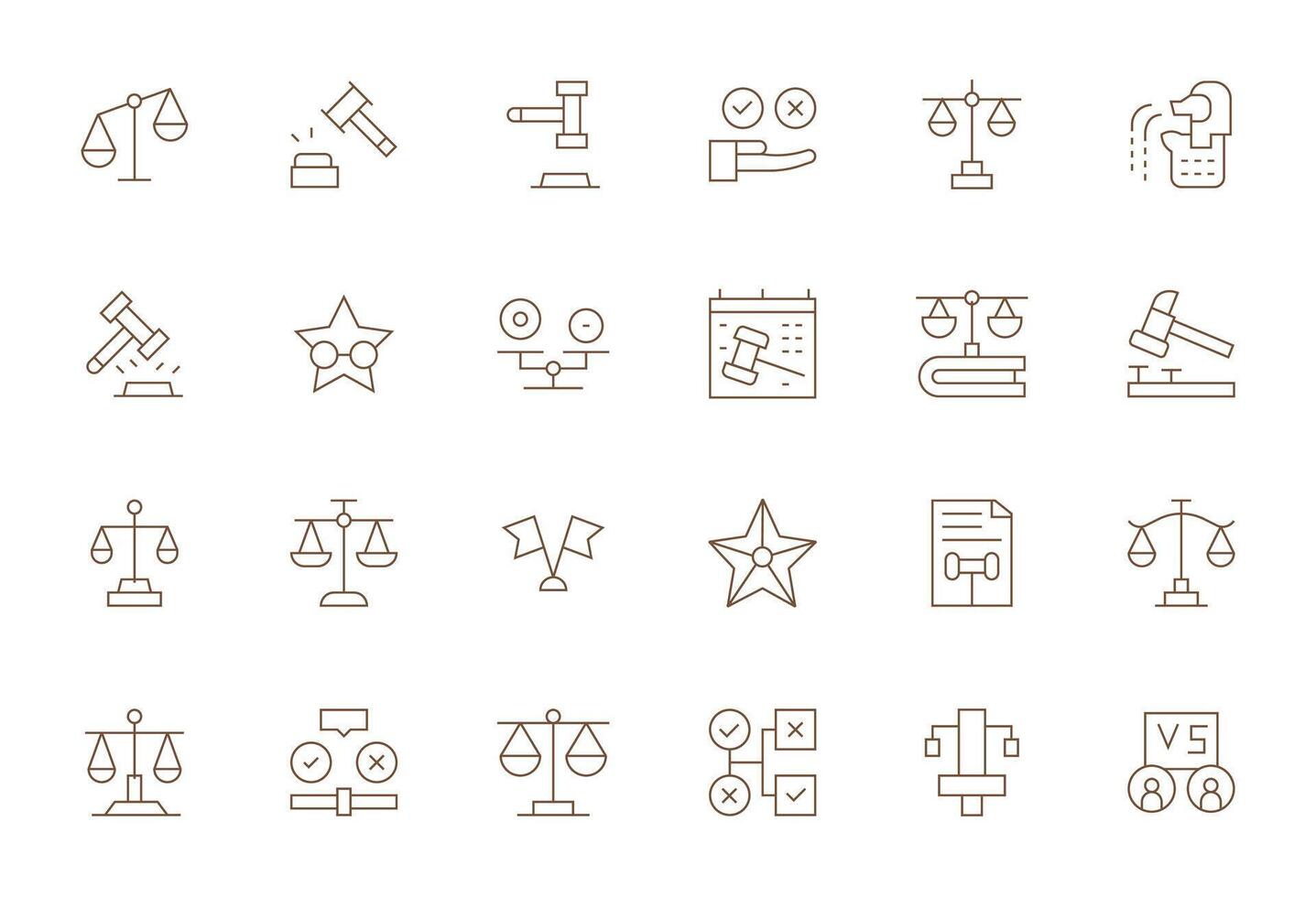 24 Icons for Judgment optimized in Detail Enhanced 64x64 Thin Line resolution vector