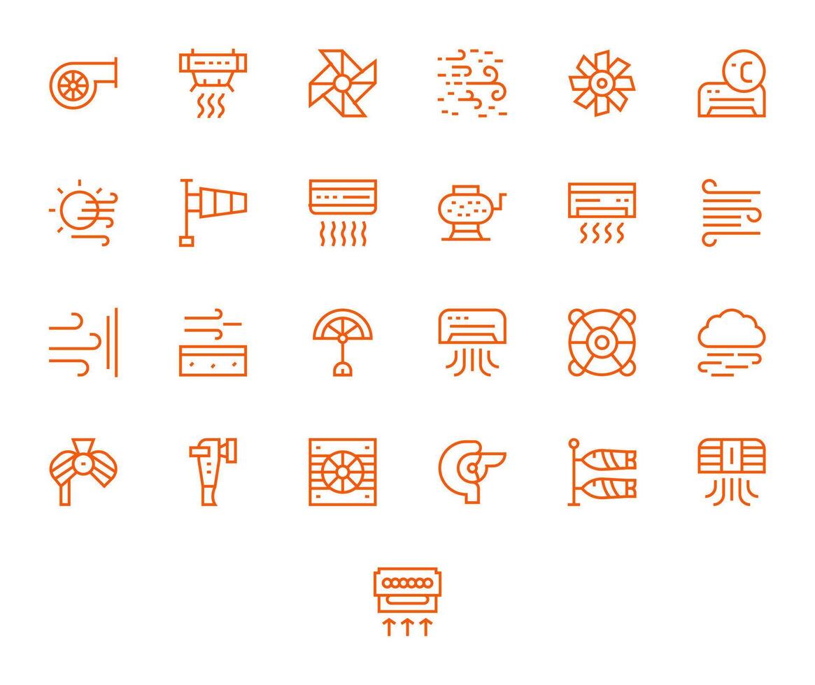 25 Icons for Airflow featuring High Resolution Display Perfect Regular Line Graphics vector