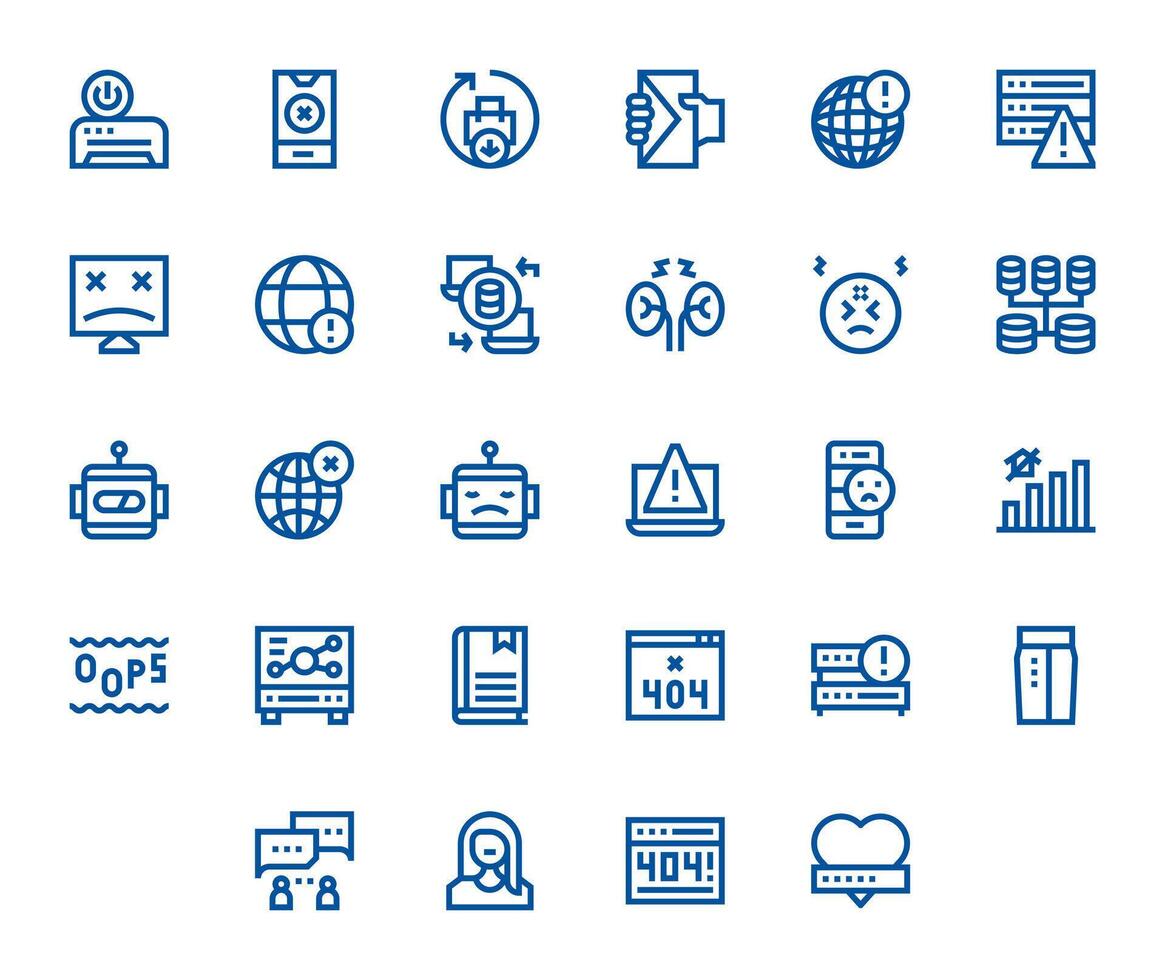28 128x128 Bold Line Icons optimized for Offline Pixel Aligned display vector