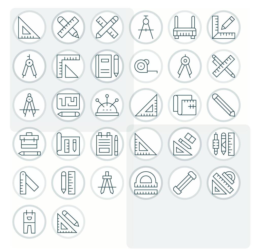 Drafting Design Icons featuring 32 Display Perfect Thin Line Style vector