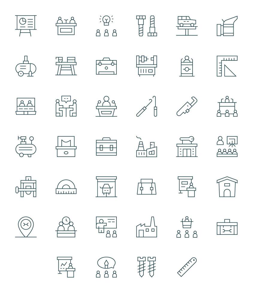 Workshop Essential Set including 40 Grid Fitted Thin Line 256x256 Icons vector