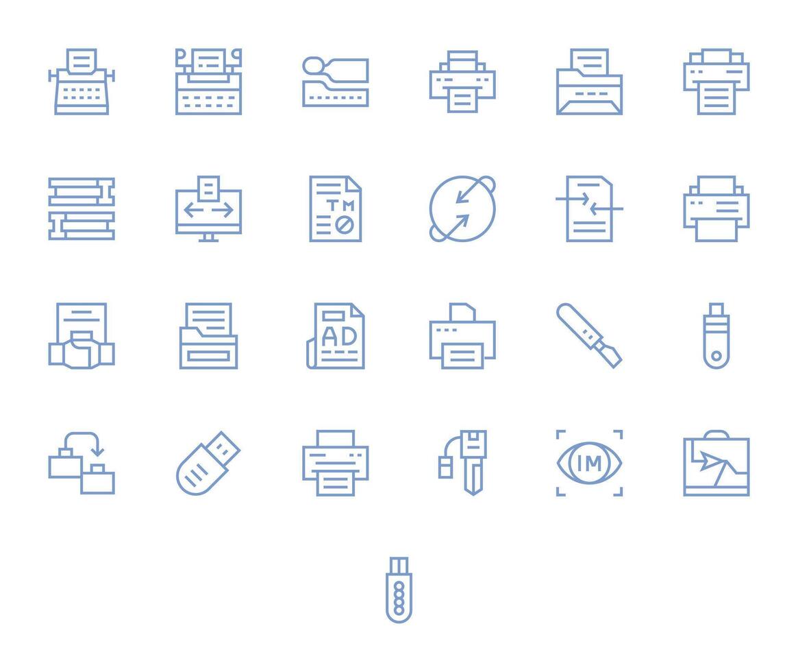 25 Display Perfect Regular Line Icons from Copy Collection vector