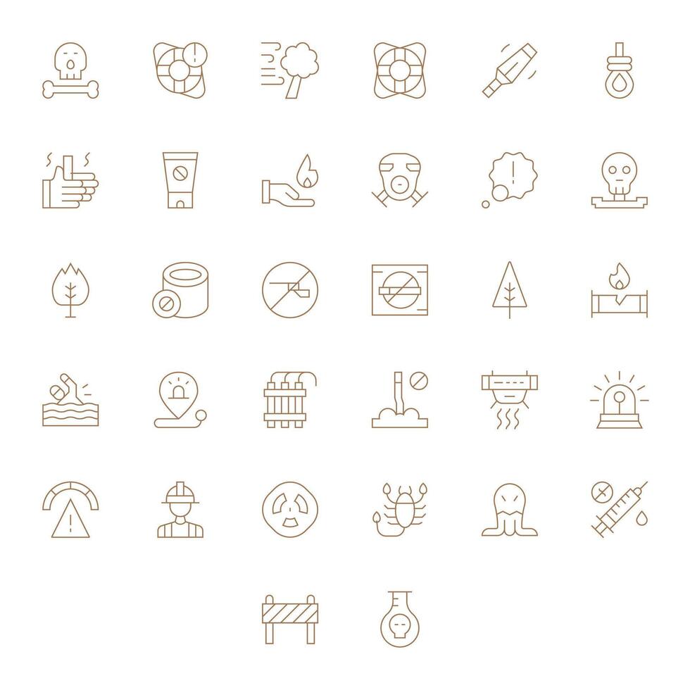 32 128x128 Thin Line Icons for Danger with Editable precision vector