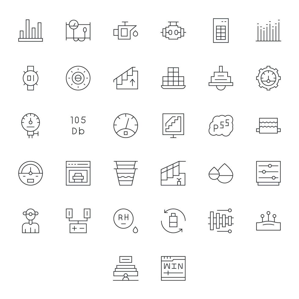 32 Editable Thin Line Icons designed for Level Interface vector