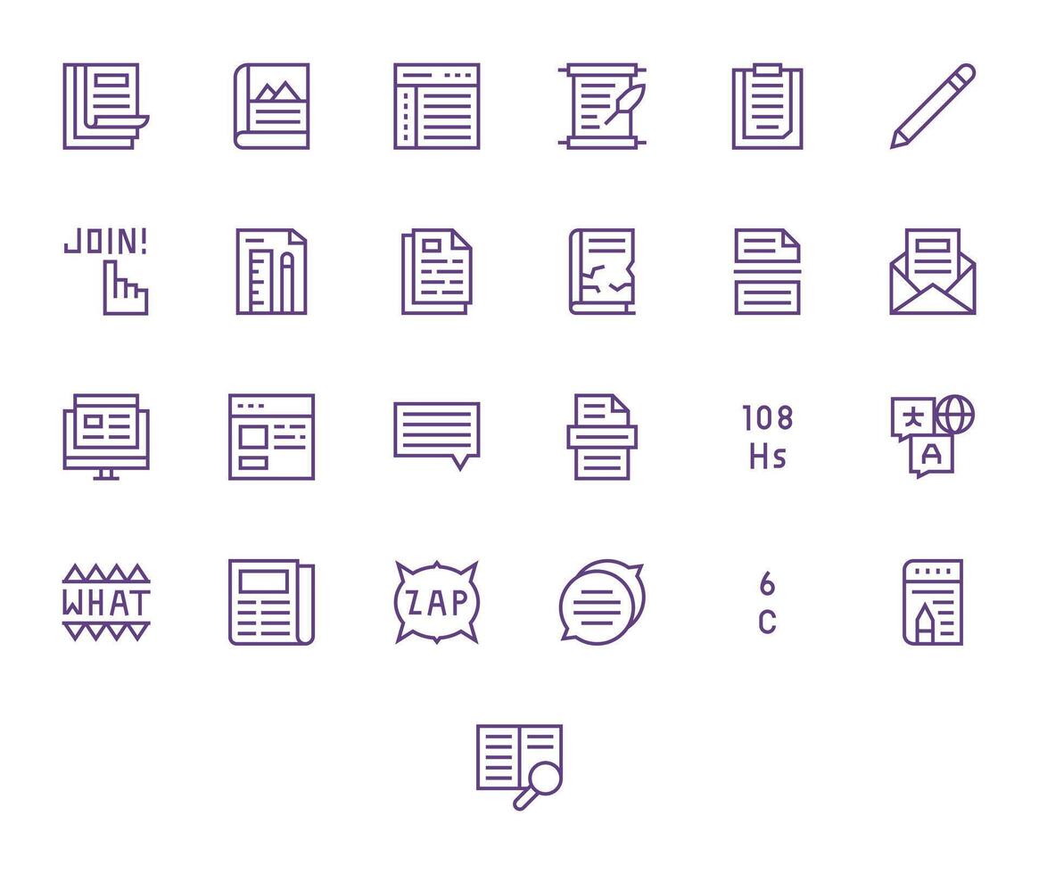 Text Essential Set including 25 Pixel Aligned Regular Line 256x256 Icons vector