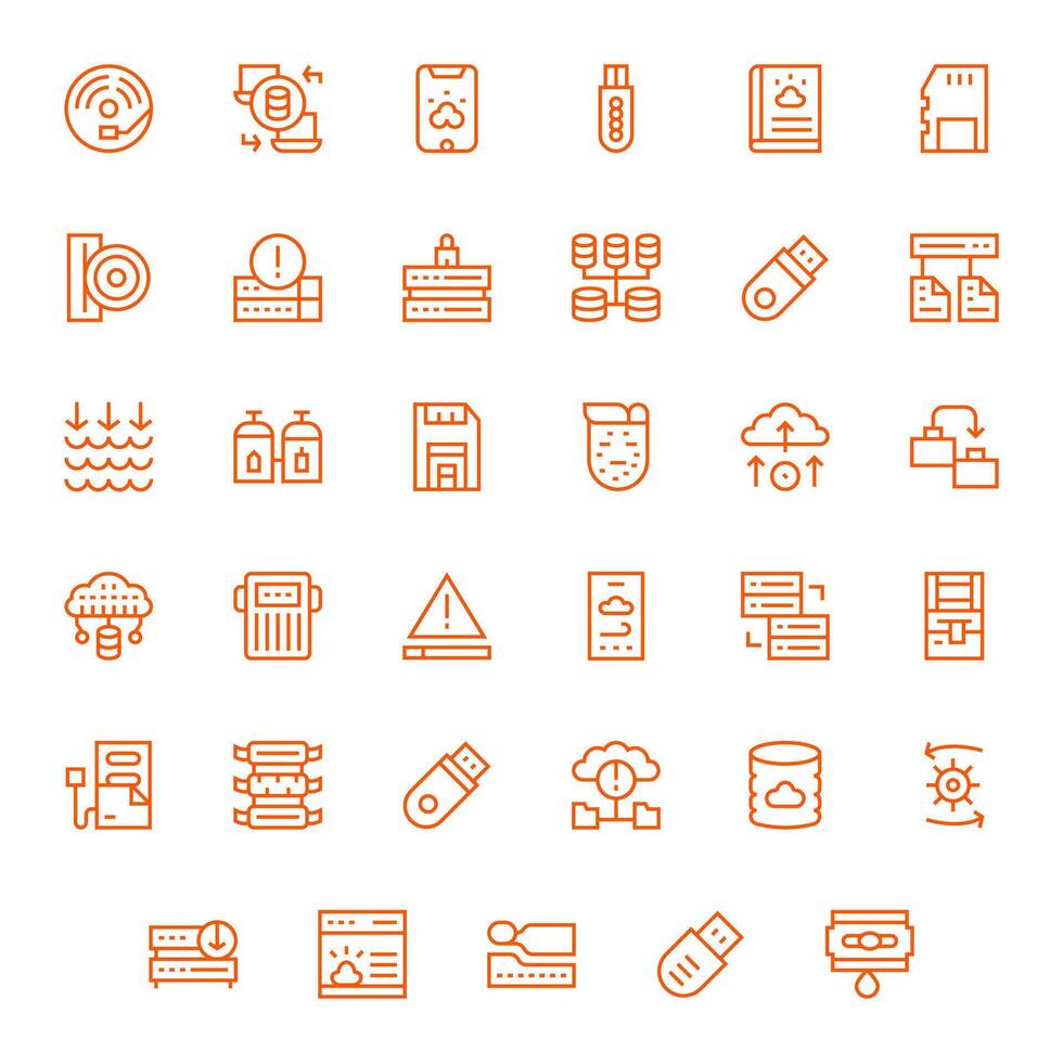 35 Grid Fitted Regular Line Icons from Backup Collection vector