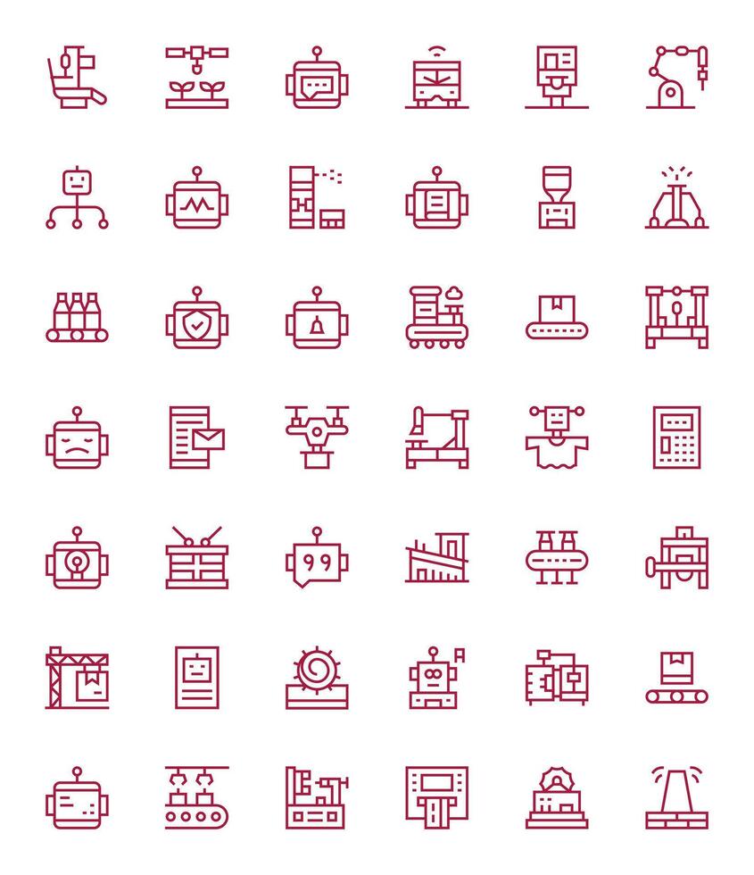 42 Regular Line Display Perfect Icons tailored for Automated 64x64 interface vector