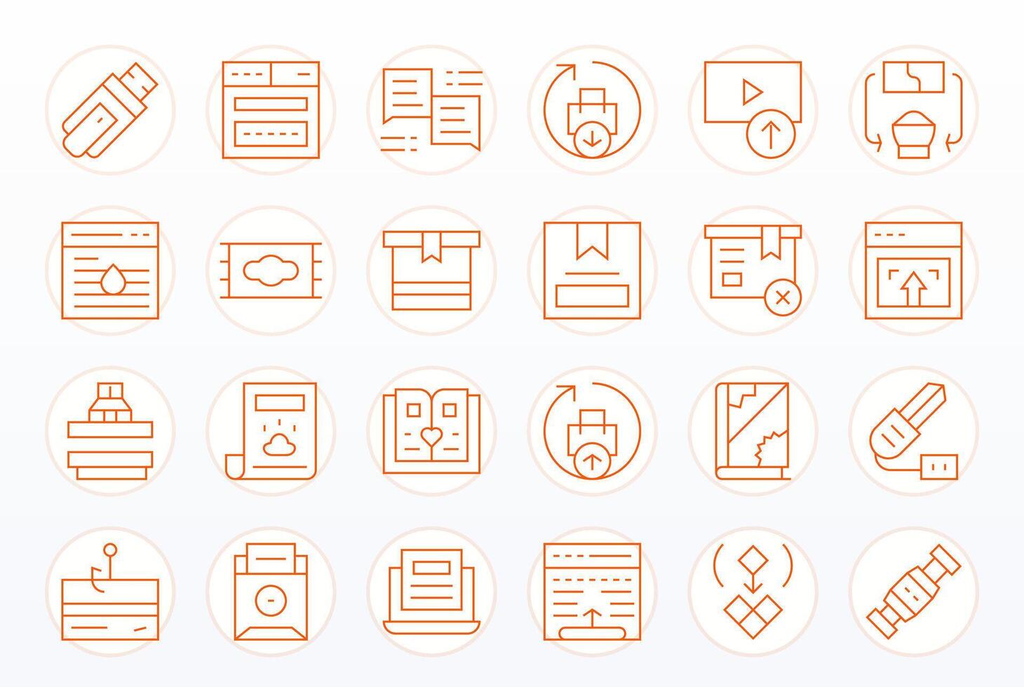 Digital File 256x256 Icon Pack with 24 Thin Line Editable Elements vector