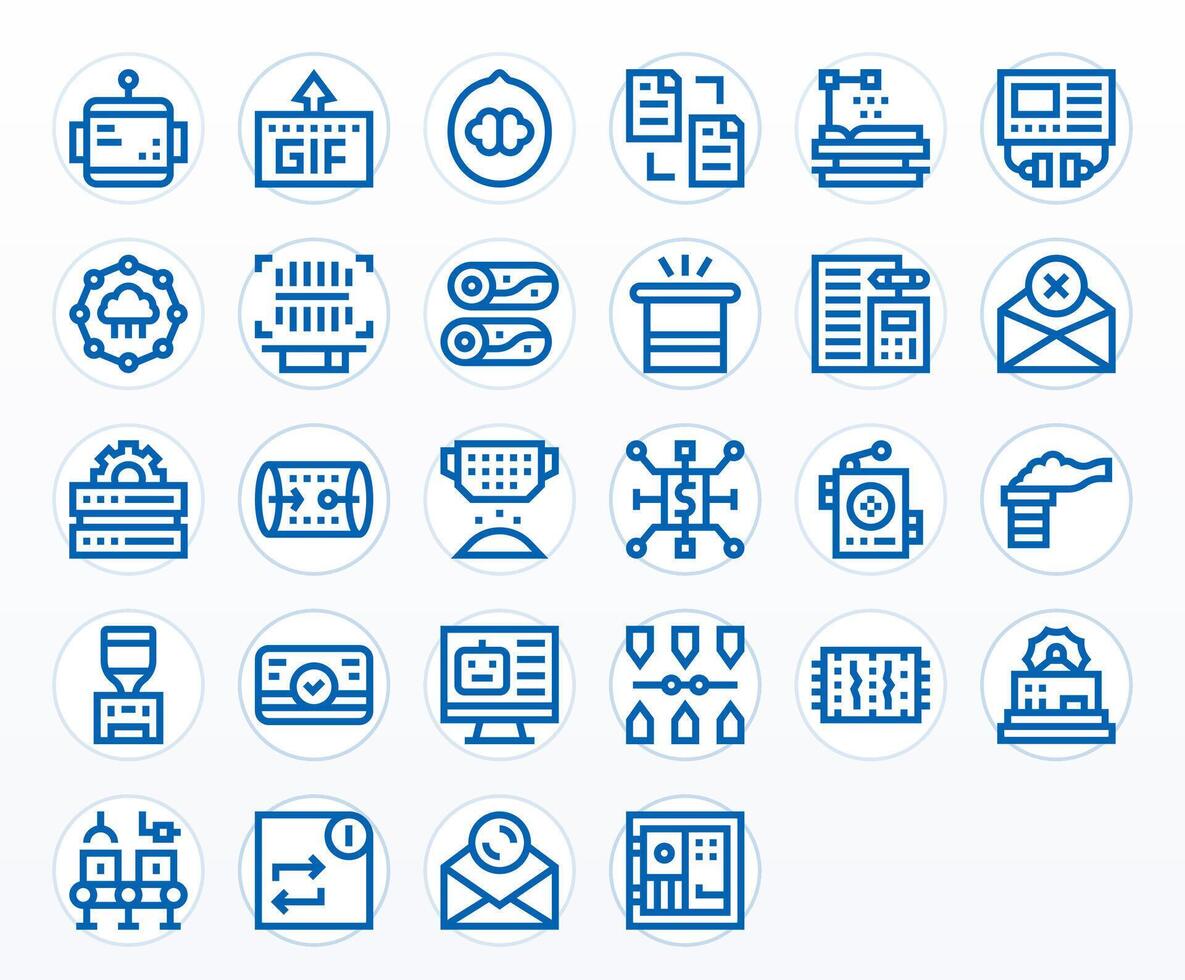 Bold Line PIXEL Perfect Icons from Processing Set with 28 128x128 Icons vector