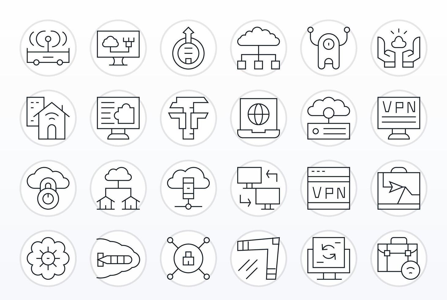 Remote Access Graphics featuring 24 Thin Line Display Perfect 256x256 Designs vector