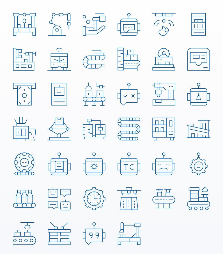 Automated Premium Bundle with 40 256x256 Pixel Aligned Thin Line Icons vector