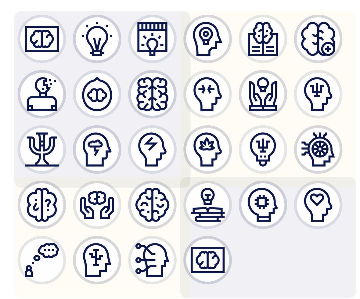 Mind Icon Set with 28 Bold Line 256x256 Display Perfect Graphics vector