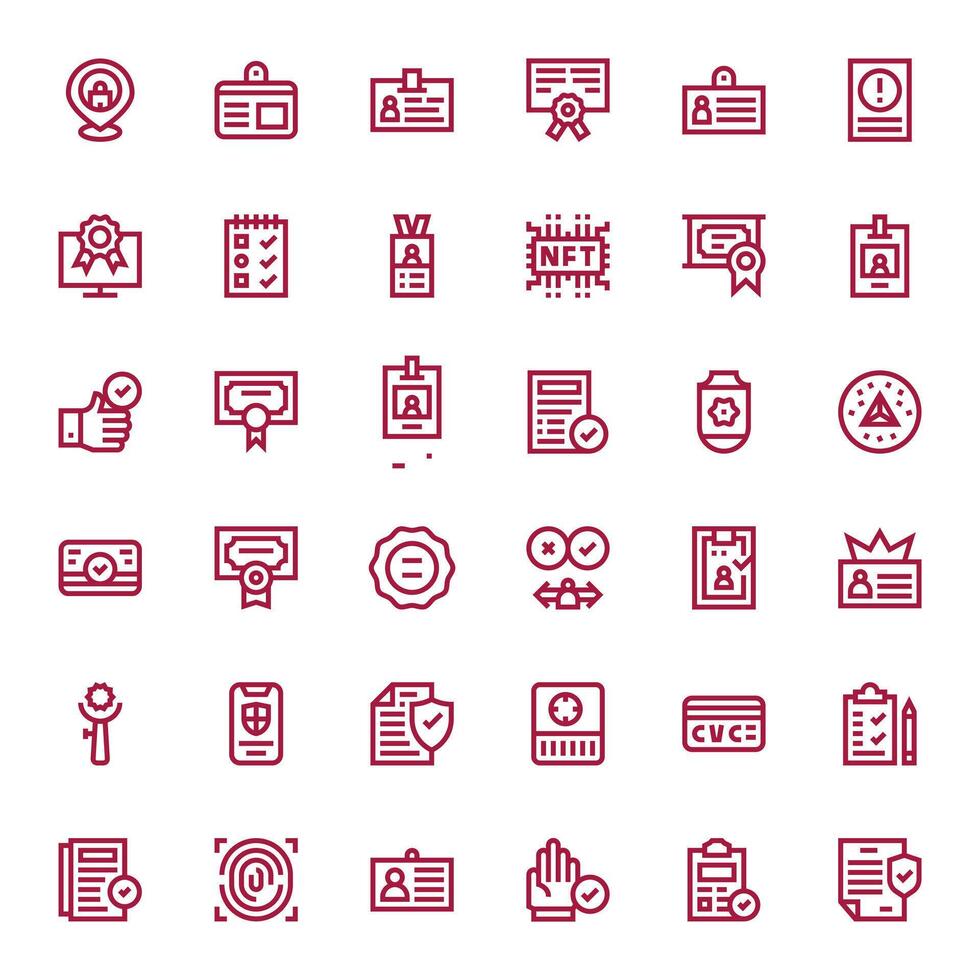 36 Retina Ready Icons for Verification in Pixel Aligned Bold Line Format vector