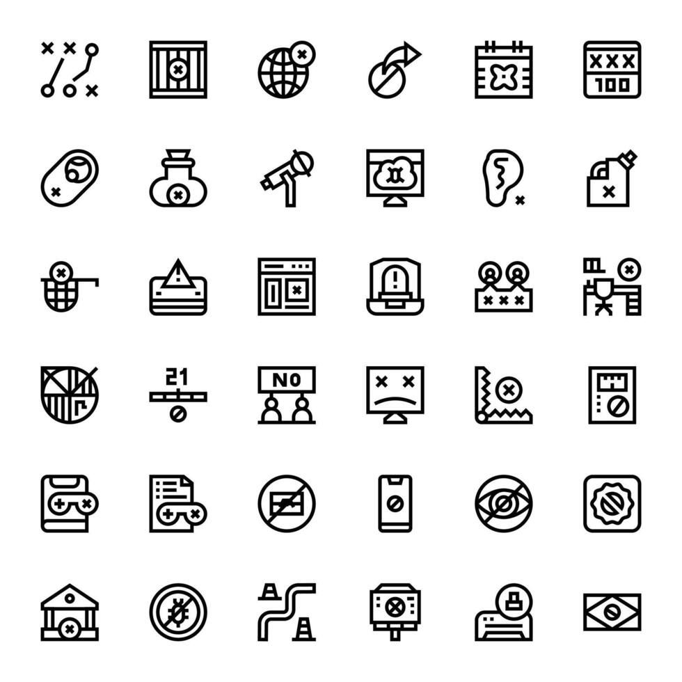 36 Icons for Blocked optimized in Pixel Optimized 64x64 Bold Line resolution vector
