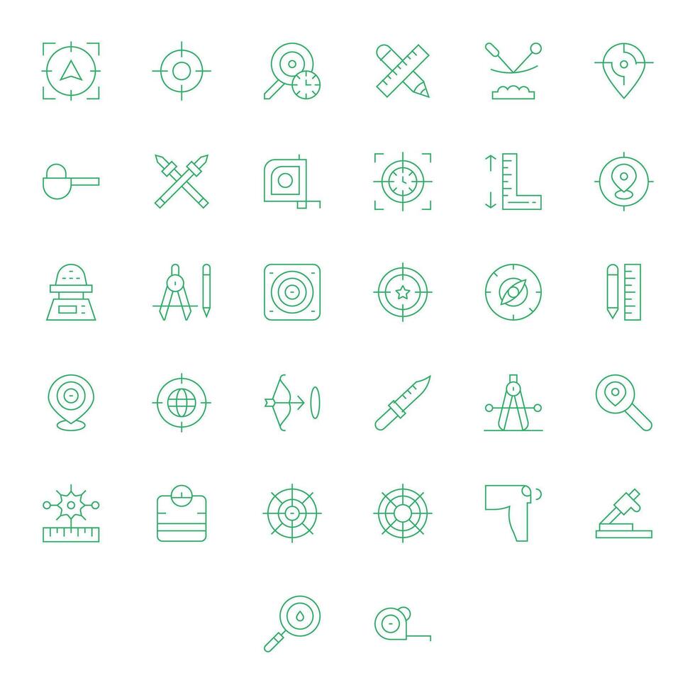 Precise Graphics Pack including 32 Thin Line 128x128 Pixel Optimized Icons vector