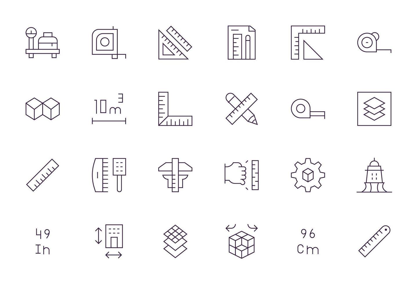 Dimension Ultimate Package with 24 256x256 Thin Line Display Perfect Icons vector