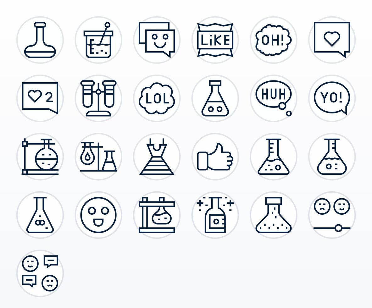 25 Icons for Reaction optimized in Pixel Aligned High Resolution Regular Line resolution vector