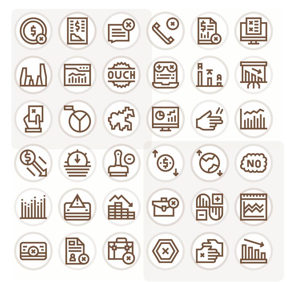 36 Bold Line Icons for Decline in crisp 128x128 Display Perfect resolution vector