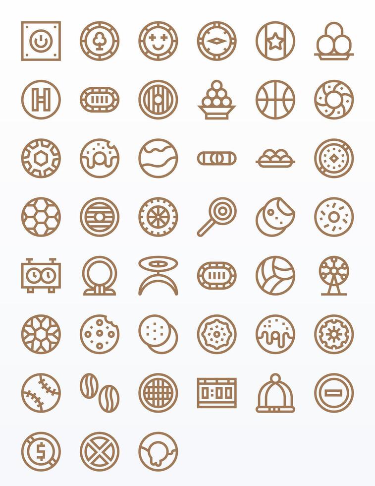 45 Bold Line Icons designed for Round in High Resolution Grid Fitted format vector