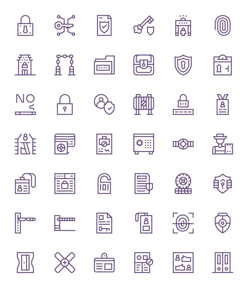 Access Control Icon Set with 42 Regular Line Retina Ready Display Perfect Graphics vector