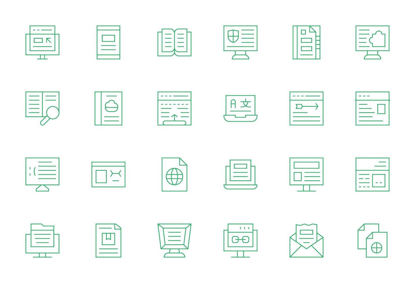24 Thin Line Icons designed for Online Document in High Resolution PIXEL Perfect format vector