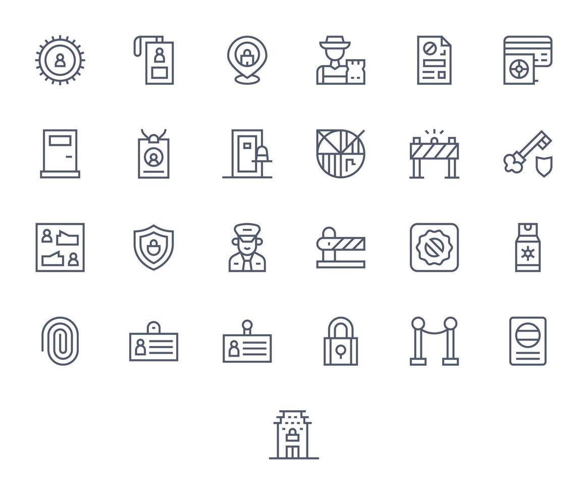 25 256x256 Icons for Access Control in Detail Enhanced Regular Line Format vector