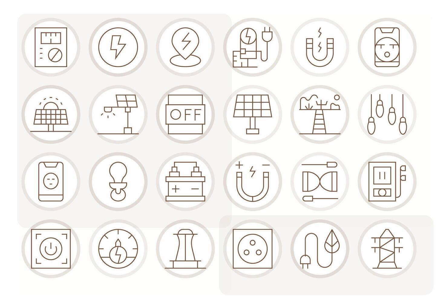 Electricity Ultimate Package with 24 High Resolution Thin Line Grid Fitted Icons vector