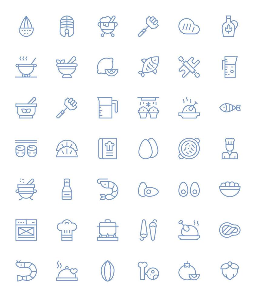 42 Regular Line PIXEL Perfect Icons crafted for Recipe High Resolution applications vector